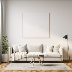 single square frame mockup, realistic interior design, wall art mockups, for poster, 3d rendering, 3d interior design