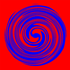 Vector abstract illustration in the form of a blue spiral on a red background
