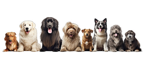 Dogs isolated on transparent or white background generative ai