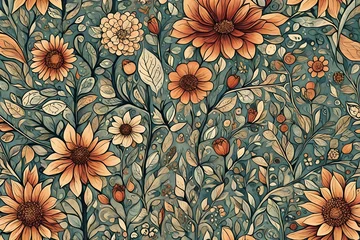 Gordijnen seamless pattern with flowers © zooriii arts