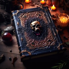 Witches' spellbook filled with dark incantations - obrazy, fototapety, plakaty