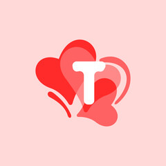 Letter T heart logo icon design template elements