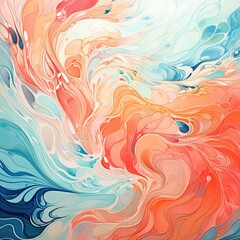 Fototapeta premium Aqua and coral waves undulating like a living coral reef