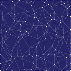 Low Poly Technology background, Seamless Patterns Outline Polygon with Connected Dots, Blue Background 