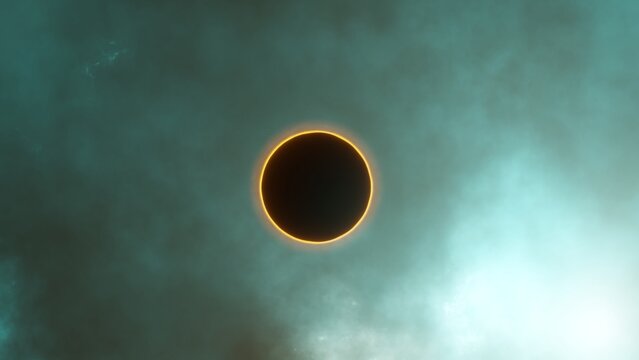 dark abstract background with a solar eclipse.