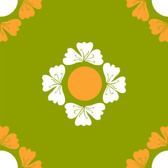 Beautiful colorful flowers isolated on green background is in Seamless pattern - vector illustration 