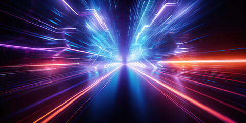 Ethereal neon glow on a blurred futuristic pathway.