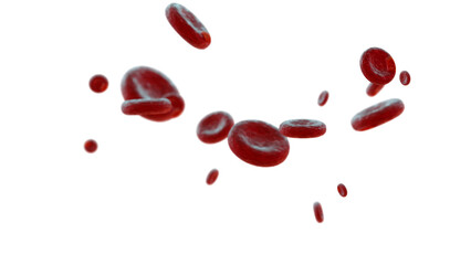 Red blood cells flowing through an artery on a transparent background. - obrazy, fototapety, plakaty