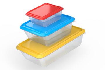 Set of food container for storing dishes, product tray box on white background