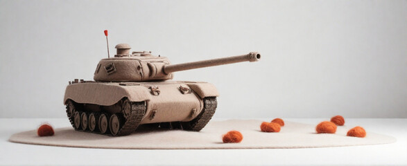 tank felted on a white background