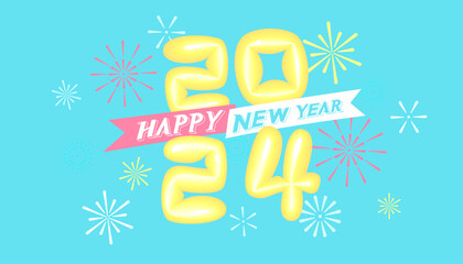 Happy New Year 2024 typography design. Holiday greeting card