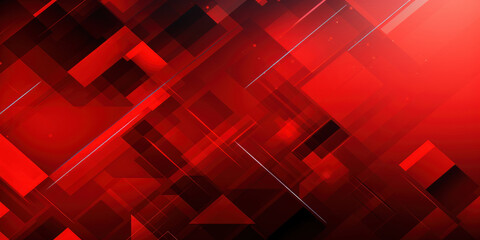 Intense red backdrop with geometric patterns and layers.