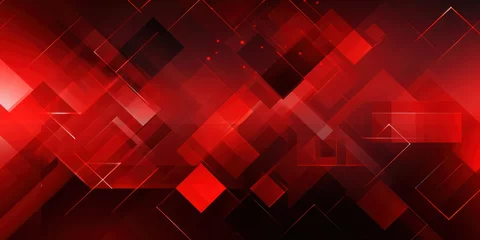 Fotobehang Luminous red abstract with layered geometric patterns. © Lidok_L