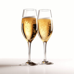 Two glasses of champagne isolated