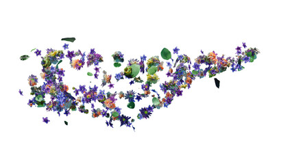 Summer wind background with flying petals