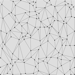 Low Poly Technology background, Seamless Patterns Outline Polygon with Connected Dots, Gray Background