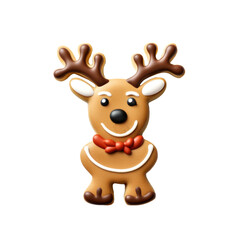 Christmas Reindeer Cookie Isolated on a Transparent Background
