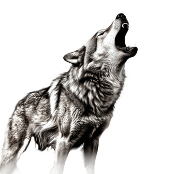 Howling Wolf on transparent background