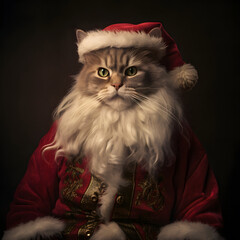 Santa Claus Cat Cute Kitten with Santa Claus Costume Christmas Season Image with Sweet Cat