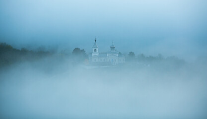 Church in the fog

