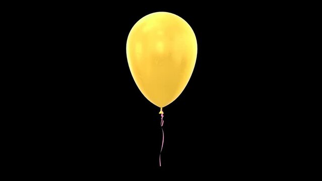 3D rendered looping animation of a spinning golden balloon isolated on a black background