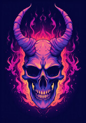 Fototapeta premium Vibrant flaming animal skull