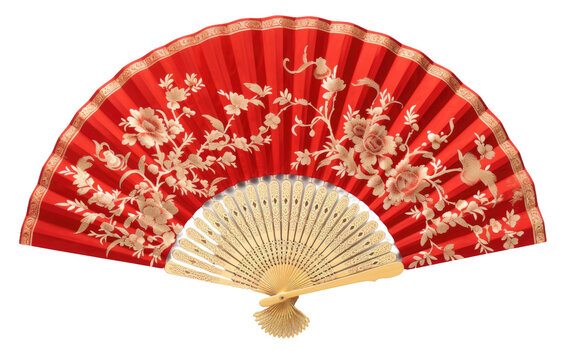 Intricate Silk Fan Elegance on isolated background