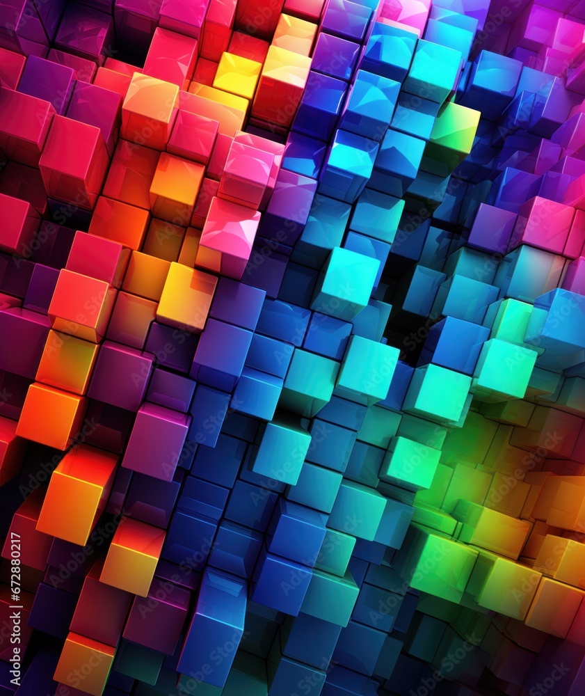 Poster abstract background with colorful glowing cubes.