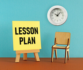 Lesson plan is shown using the text. Lesson planning. Concept of education, online studying, knowledge development, information