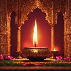 diwali background candles with ai generated.