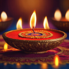 happy diwali photo of indian candle light with Ai generated.