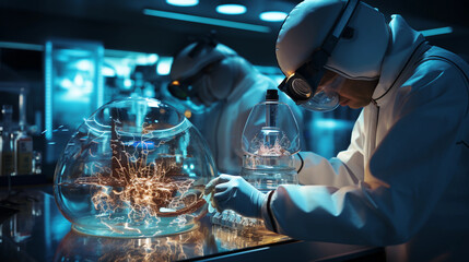 Professional Healthcare Researchers Conducting Experiments in a Laboratory Setting