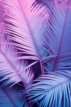 Neon palm tree background, tropical pink and purple chillwave art