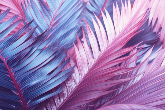 Neon palm tree background, tropical pink and purple chillwave art