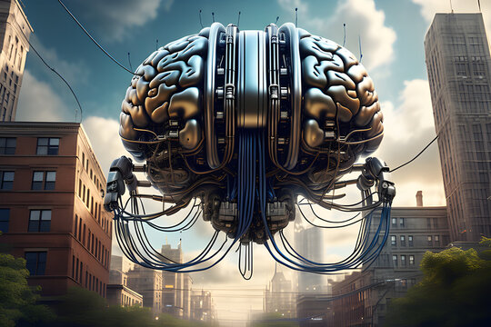 A flying machine brain. Generative AI