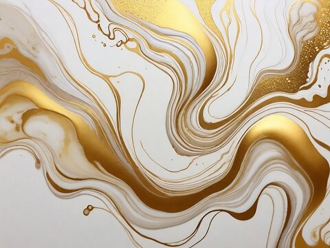 White and Metallic Gold Liquid Swirl