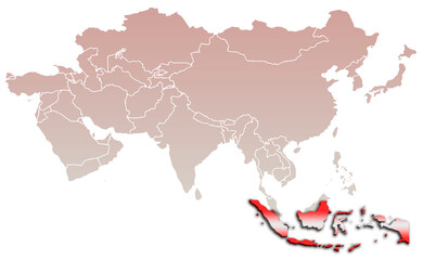 ASIA Indonesia MAP ASIAN CONTINENT 3D MAP