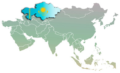 ASIA KAZAKHSTAN MAP ASIAN CONTINENT 3D MAP