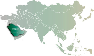 ASIA ARABIA SAUDI MAP ASIAN CONTINENT 3D MAP