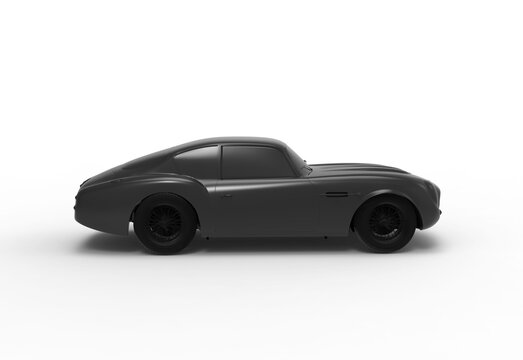 aston martin car side view with shadow 3d render