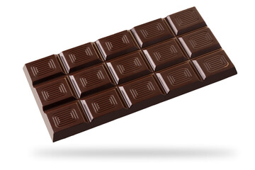 Chocolate bar, dark chocolate bar isolated