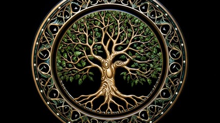 A mandala with patterns that mimic the rings of a tree, a representation of growth and the passage of time.