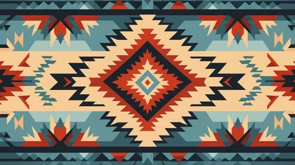 Fotobehang Colorful geometric ethnic pattern.  Oriental, aztec and tribal traditional. seamless pattern or background banner © Artofinnovation