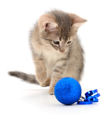 Kitten with christmas ball.