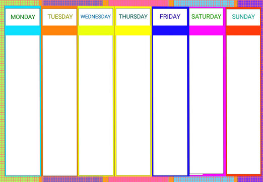 Daily activity record table with colorful background