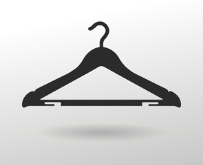 Flat black clothes hanger icon for web, online store, website, app, mobile apps, ui ux designs, vector design element