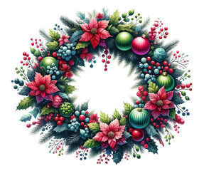 Fototapeta na wymiar Floral Christmas Wreath Decoration
