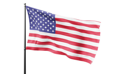 3d flag of USA isolated on white, png transparent