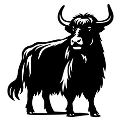 Yak Animal head vector silhouette illustration black color 