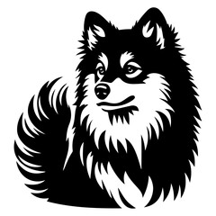 Fototapeta premium Yakutian Laika vector silhouette illustration black color